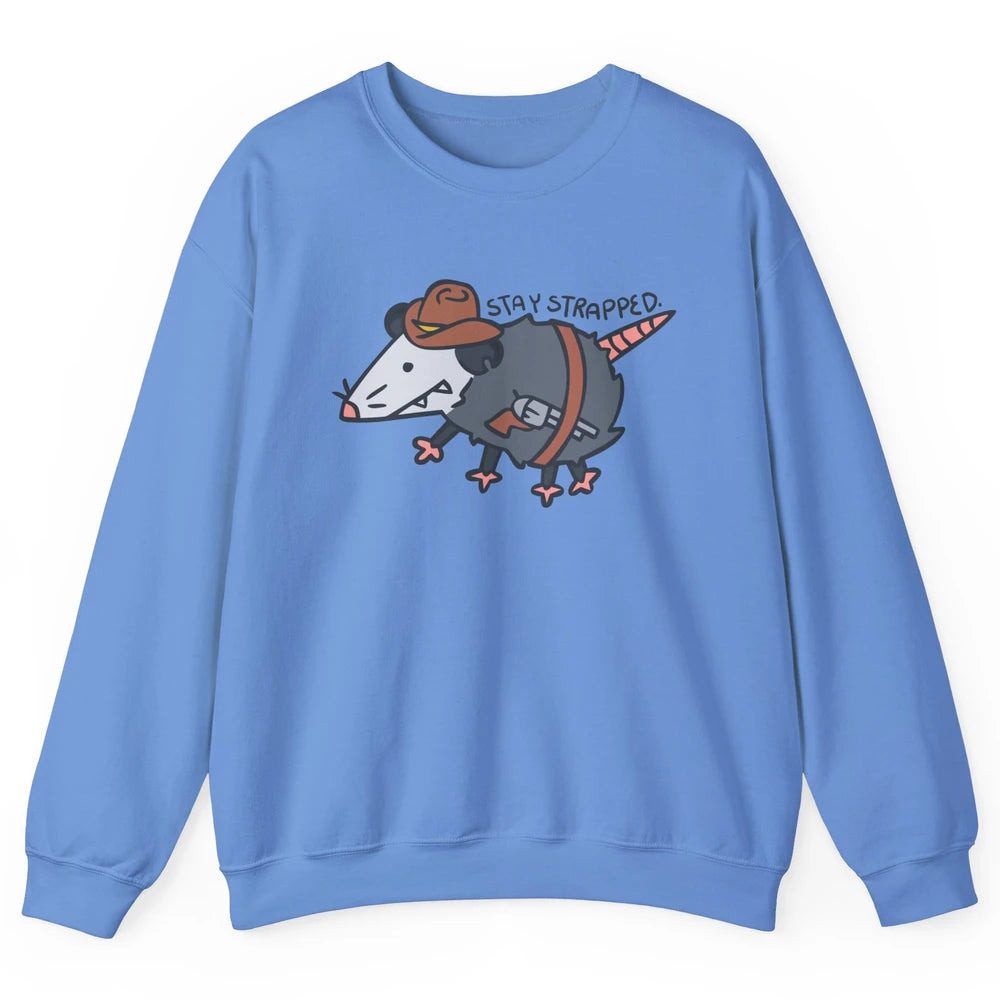 Retro Cowboy Opossum Stay Trapped Western Country Opossum Unisex Crewneck Sweatshirt