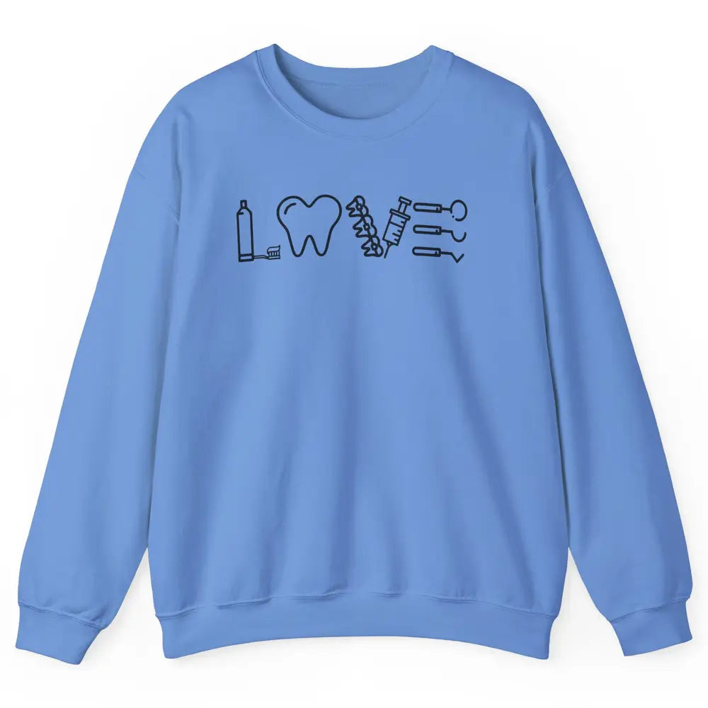 Retro Dental Hygienist Life Love Dental Tools Dentist Life Unisex Crewneck Sweatshirt