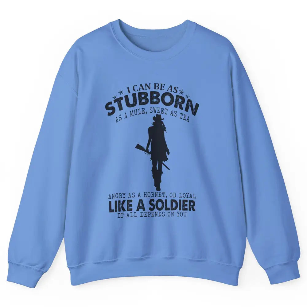 Retro Cowgirl Stubborn As Mule Sweet As Tea Western Country Unisex Crewneck Sweatshirt