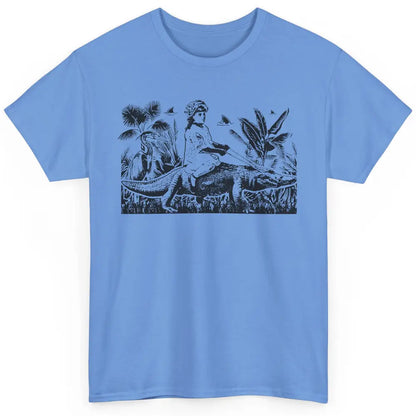 Retro Florida Tropical Land Girl Riding Alligator Summer Classic Unisex T-Shirt