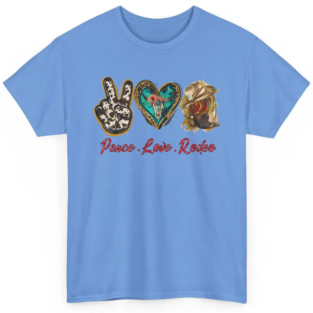 Retro Peace Love Rodeo Cowboy Boots Western Country Cowgirl Classic Unisex T-Shirt
