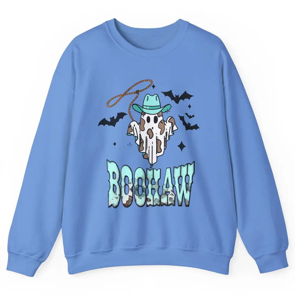 Retro Halloween Boohaw Cowboy Ghost Spooky Western Halloween Unisex Crewneck Sweatshirt