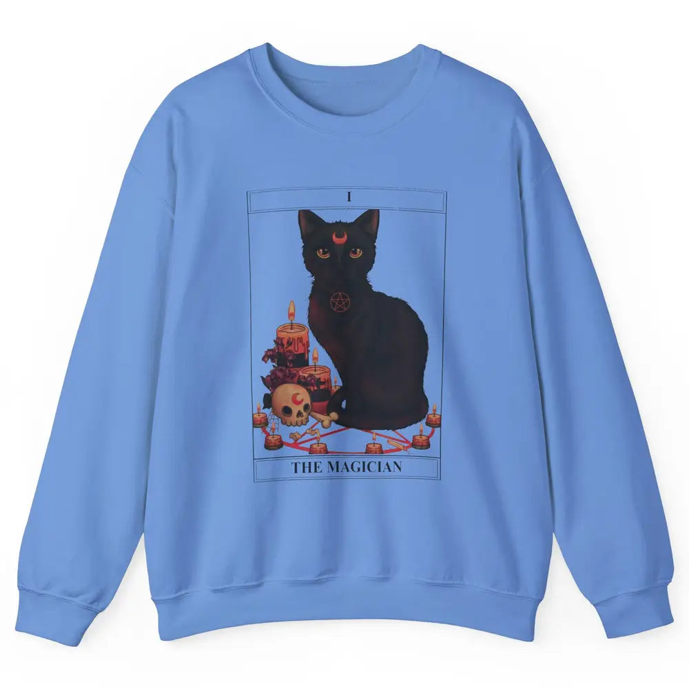 Retro Halloween Gothic Cat The Magician Tarot Witchcraft Unisex Crewneck Sweatshirt