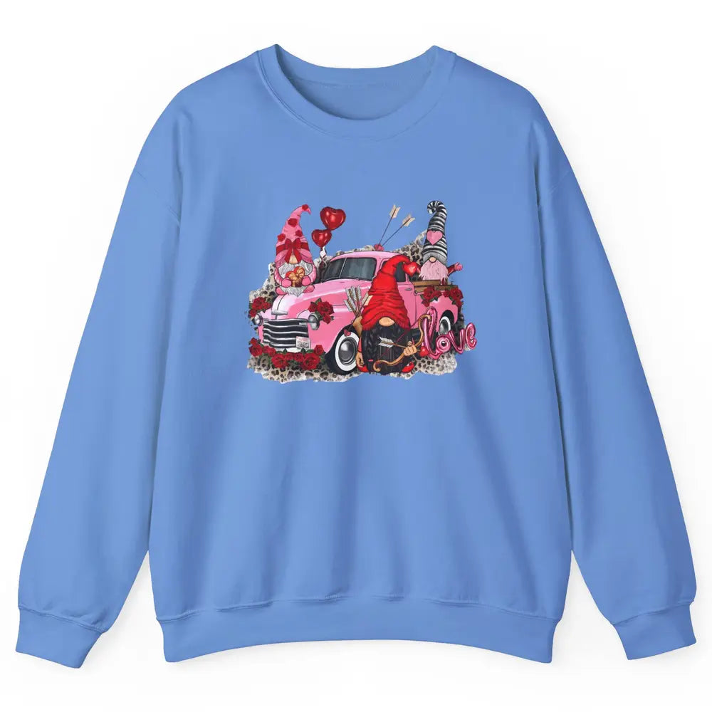 Pink Gnomes Truck Valentines Loads Of Love Western Valentine Unisex Crewneck Sweatshirt