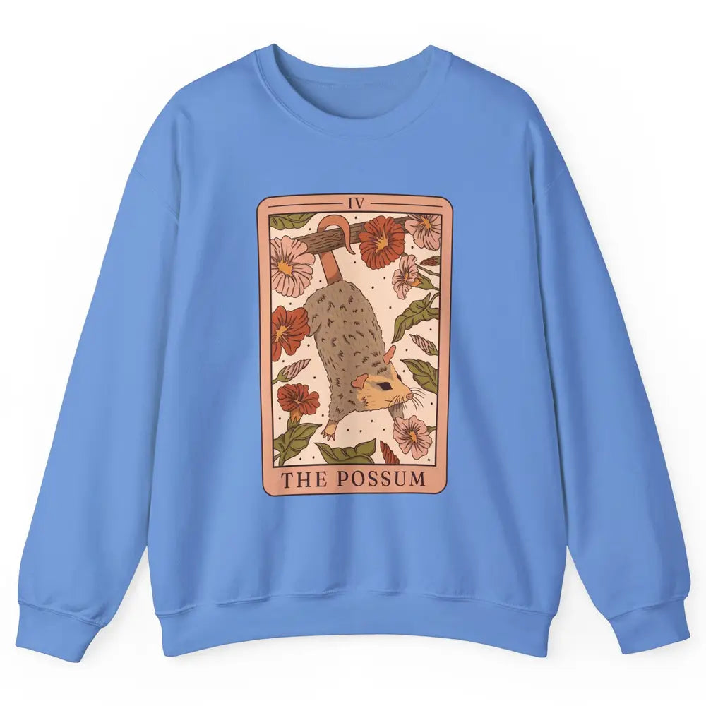 Possum Tarot Card Floral Possum Cat Lovers Team Trash Unisex Crewneck Sweatshirt