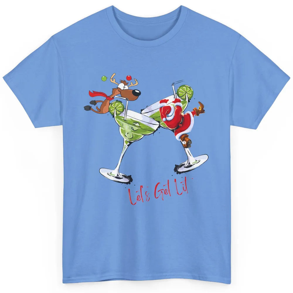 Party Santa & Reindeer Cocktail Glasses Let's Get Lit Xmas Classic Unisex T-Shirt