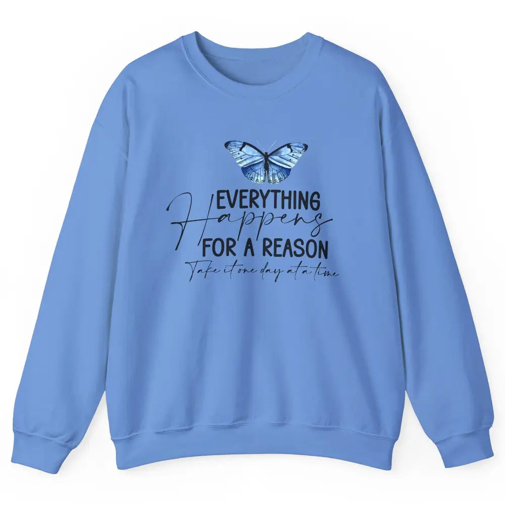 Retro Groovy Everything Happens For A Reason Inspirational Unisex Crewneck Sweatshirt