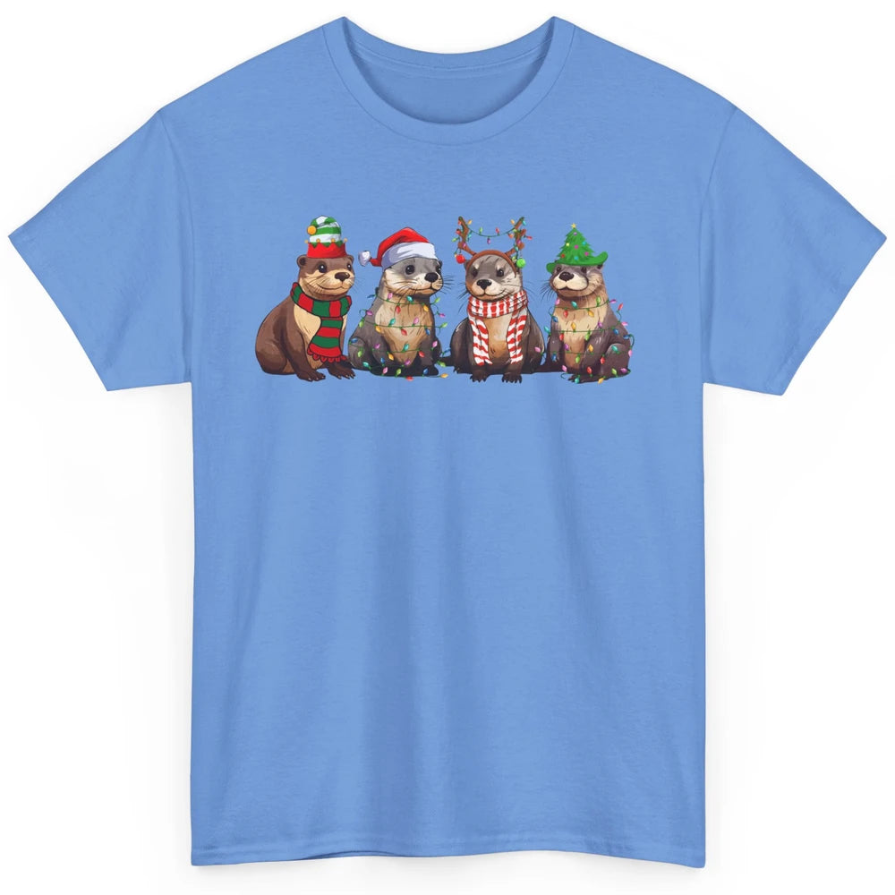 Otters Christmas Lights Sea Animal Christmas Otter Lovers Classic Unisex T-Shirt