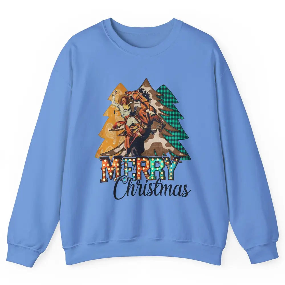Rodeo Mom Cowgirl Christmas Tree Western Country Cowboy Gift Unisex Crewneck Sweatshirt