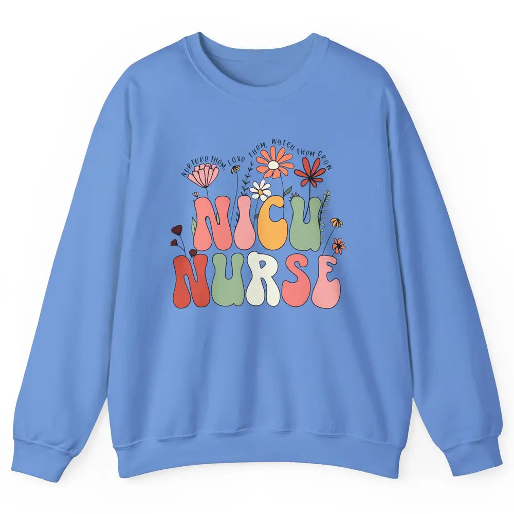 NICU Nurse Wildflower Neonatal Nurse Baby Nurse Appreciation Unisex Crewneck Sweatshirt
