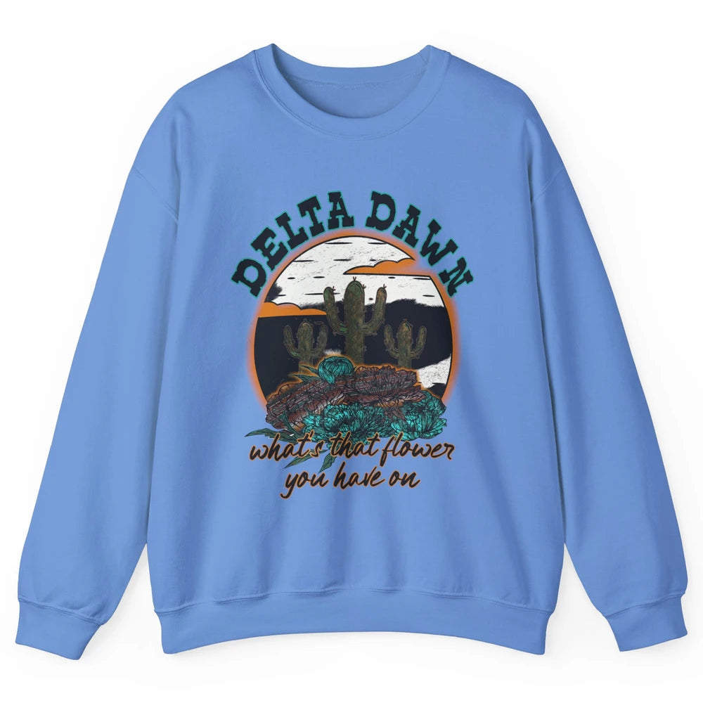 Retro Desert Night Delta Dawn What's That Flower Western Unisex Crewneck Sweatshirt