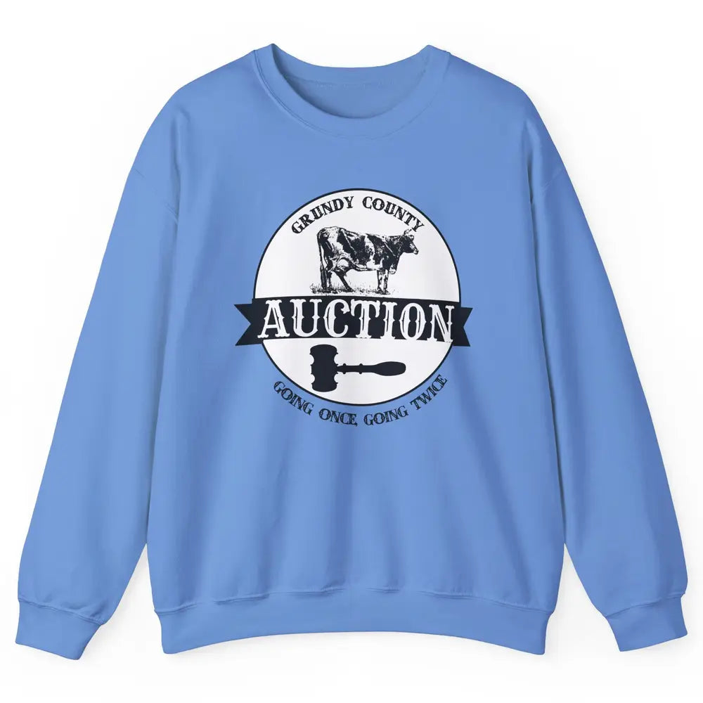 Retro Cow Cattle Grundy County Auction Western Country Farm Unisex Crewneck Sweatshirt