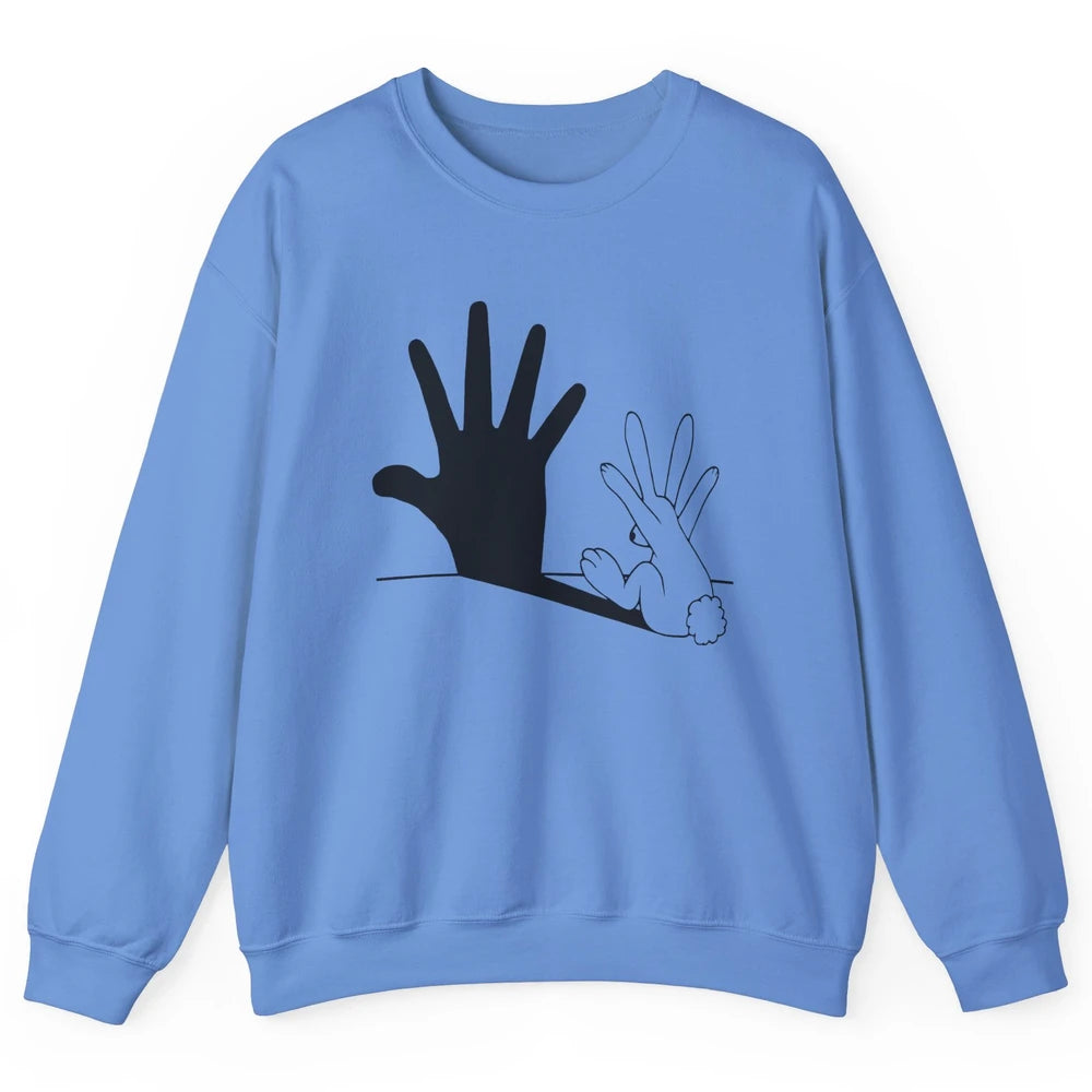 Rabbit Hand Shadow Funny Life Jokes Funny Rabbit Bunny Lover Unisex Crewneck Sweatshirt