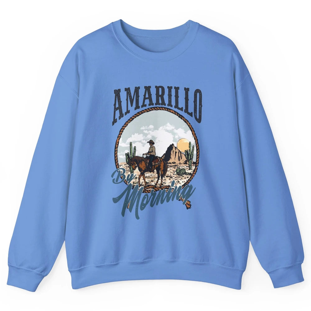 Retro Desert Cowboy Riding Horse Amarillo By Morning Western Unisex Crewneck Sweatshirt