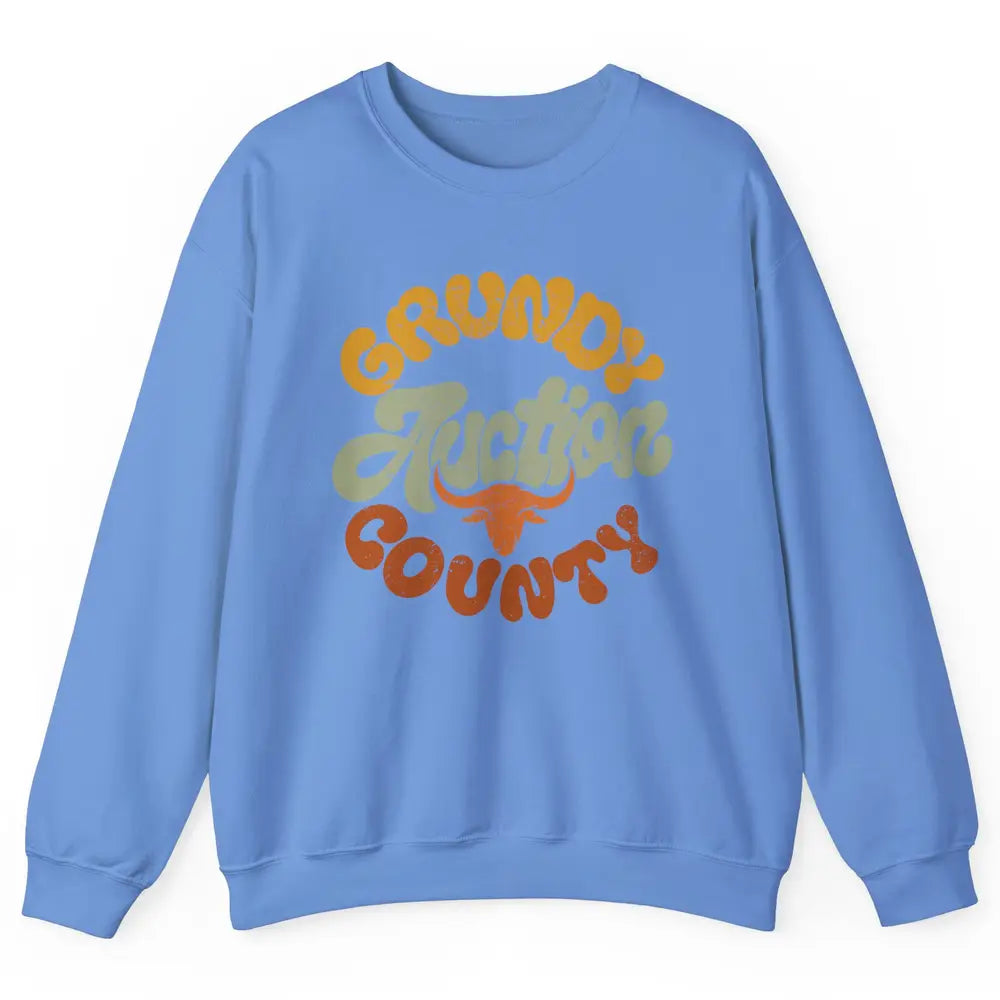 Retro Cow Cattle Grundy County Auction Western Country Farm Unisex Crewneck Sweatshirt