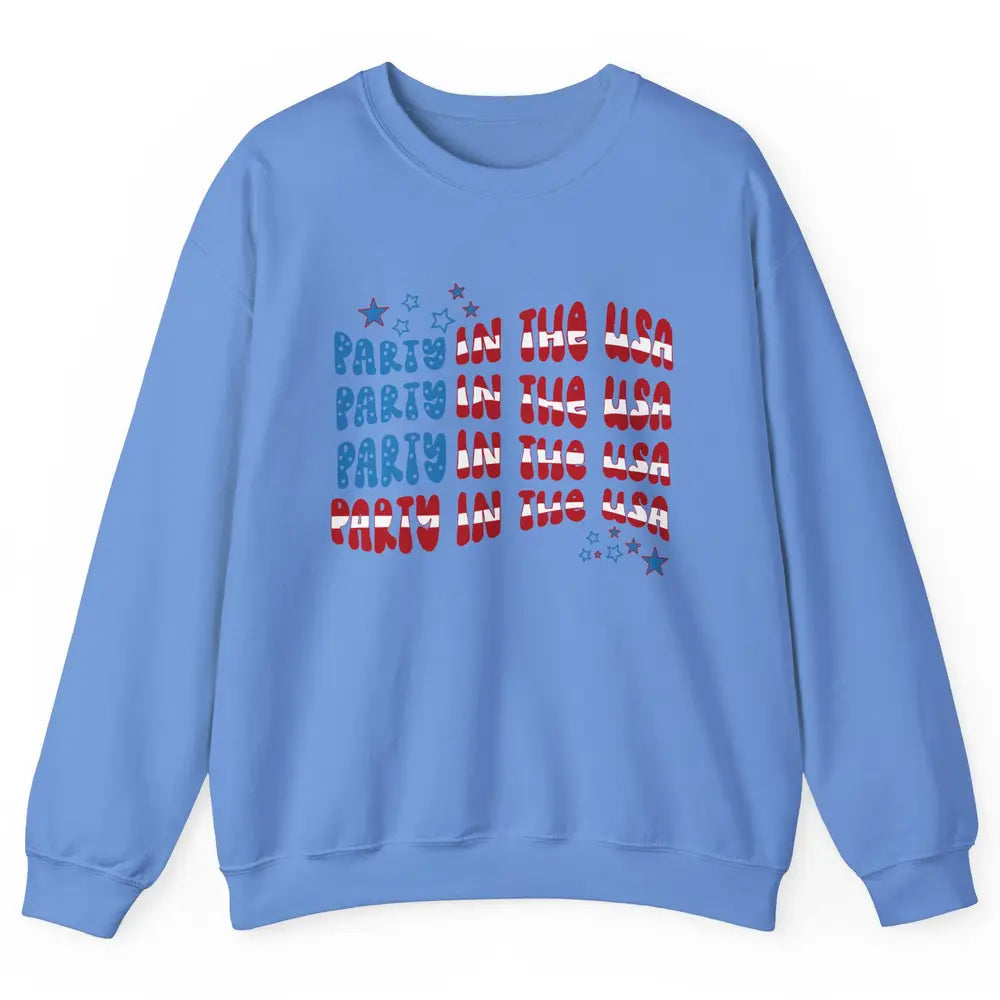 Retro July 4th Party In The USA Retro Stripe Star US Patriot Unisex Crewneck Sweatshirt