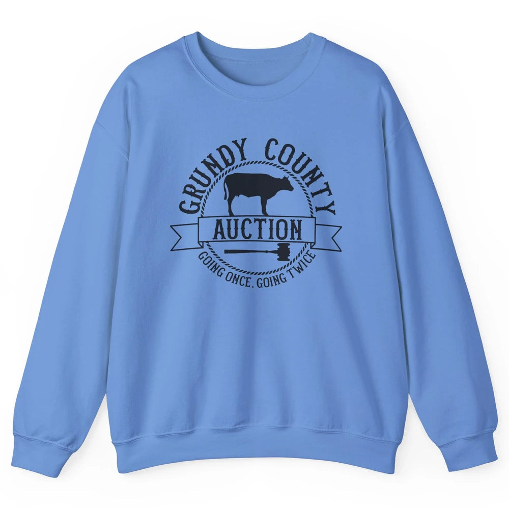 Retro Cow Cattle Grundy County Auction Western Country Farm Unisex Crewneck Sweatshirt
