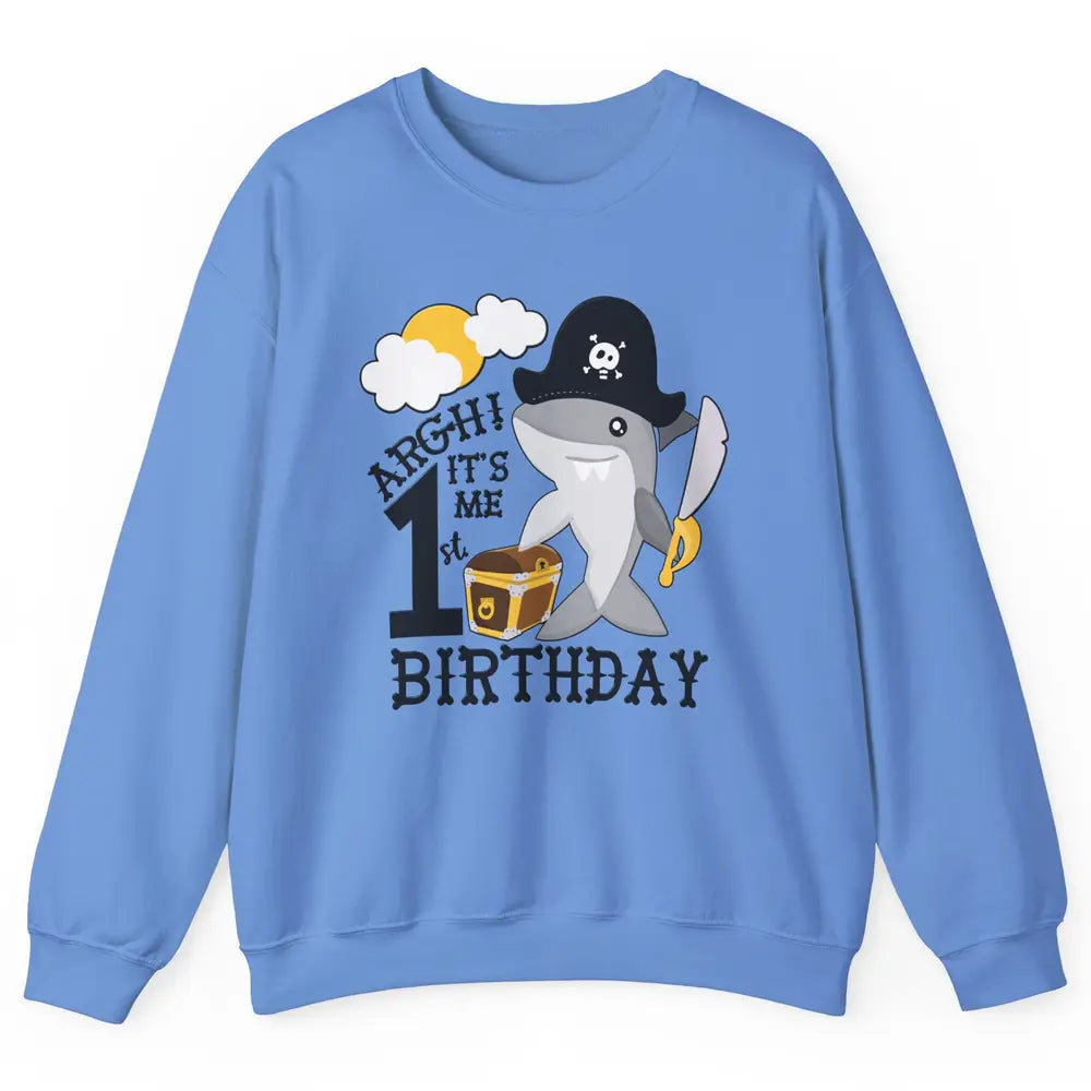 Pirate Shark 1st Birthday Party 1st Birthday Boy Girl Gift Unisex Crewneck Sweatshirt