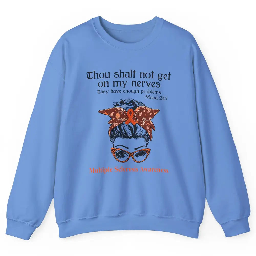 Multiple Sclerosis Awareness Messy Bun Ms Cancer Warrior Unisex Crewneck Sweatshirt