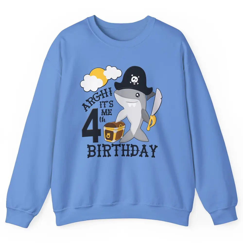Pirate Shark 4th Birthday Party 4th Birthday Boy Girl Gift Unisex Crewneck Sweatshirt