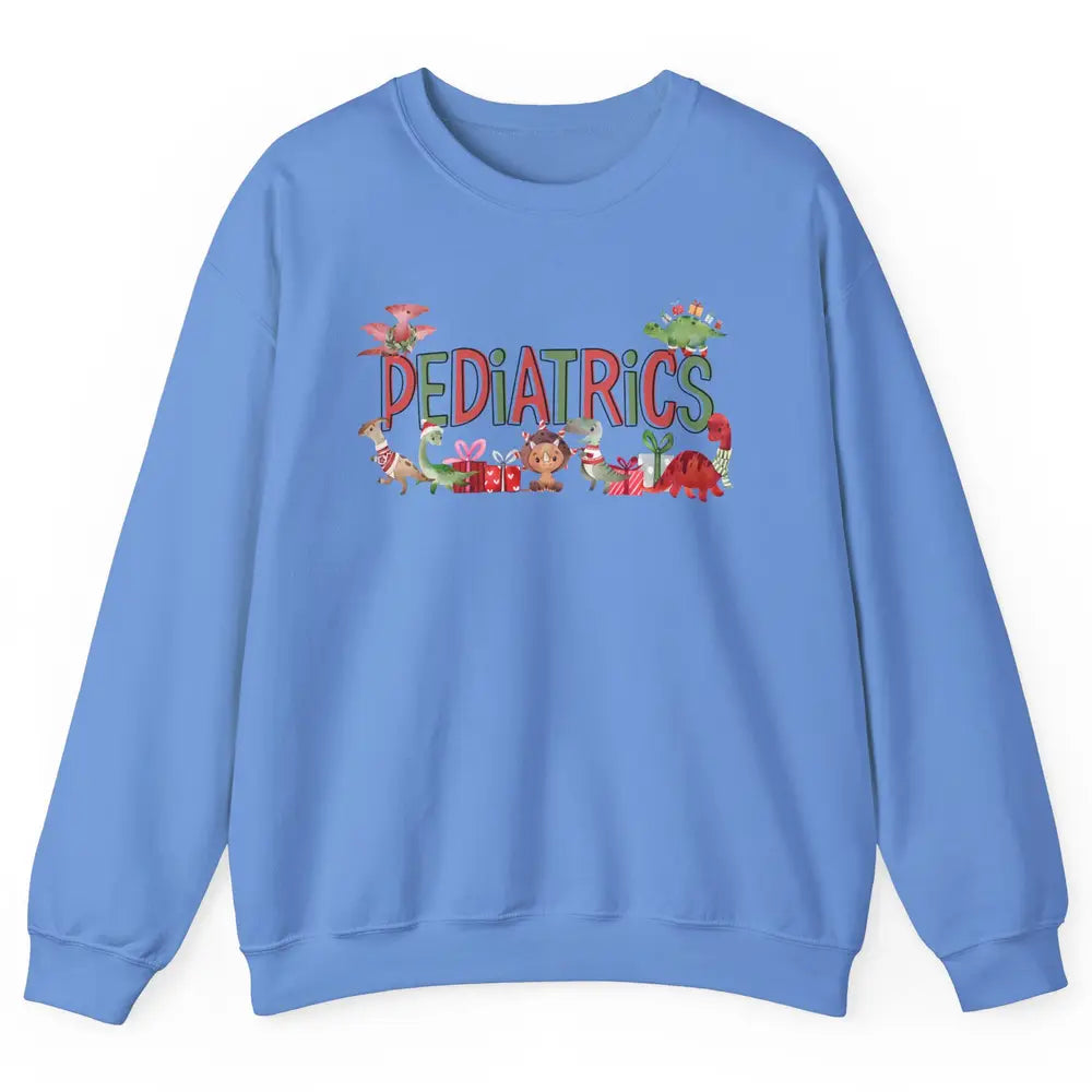 Pediatrics Christmas PEDS Nurse Dinosaur Xmas Physical Nurse Unisex Crewneck Sweatshirt