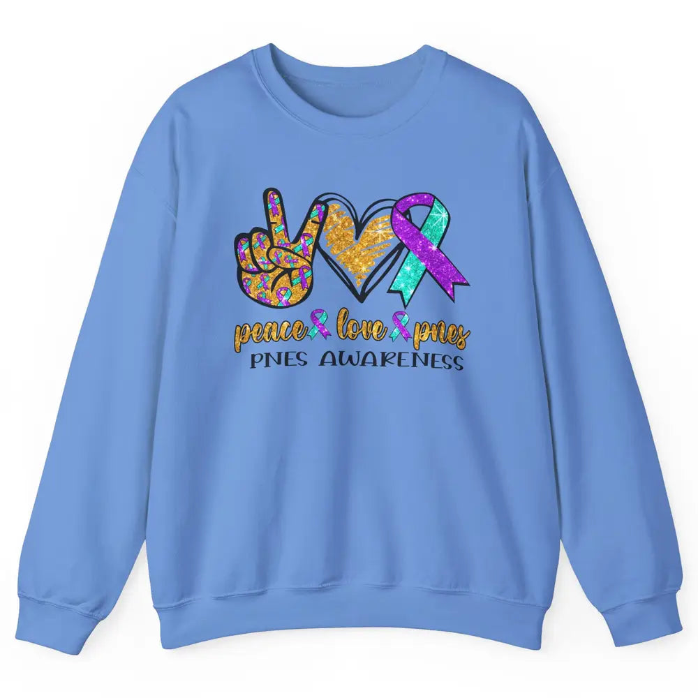 Psychogenic Non-epileptic Seizures Peace Love PNES Ribbon Unisex Crewneck Sweatshirt