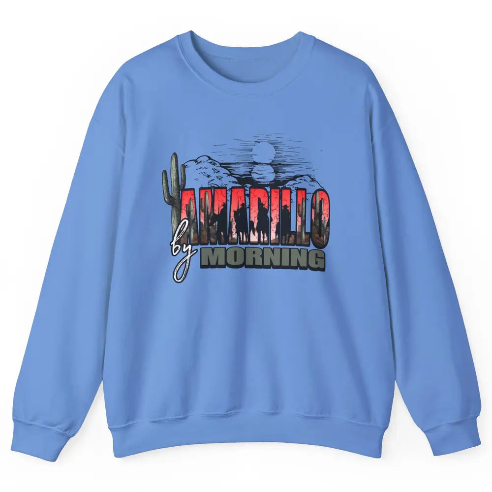 Retro Desert Sunset Amarillo By Morning Western Cowboy Unisex Crewneck Sweatshirt