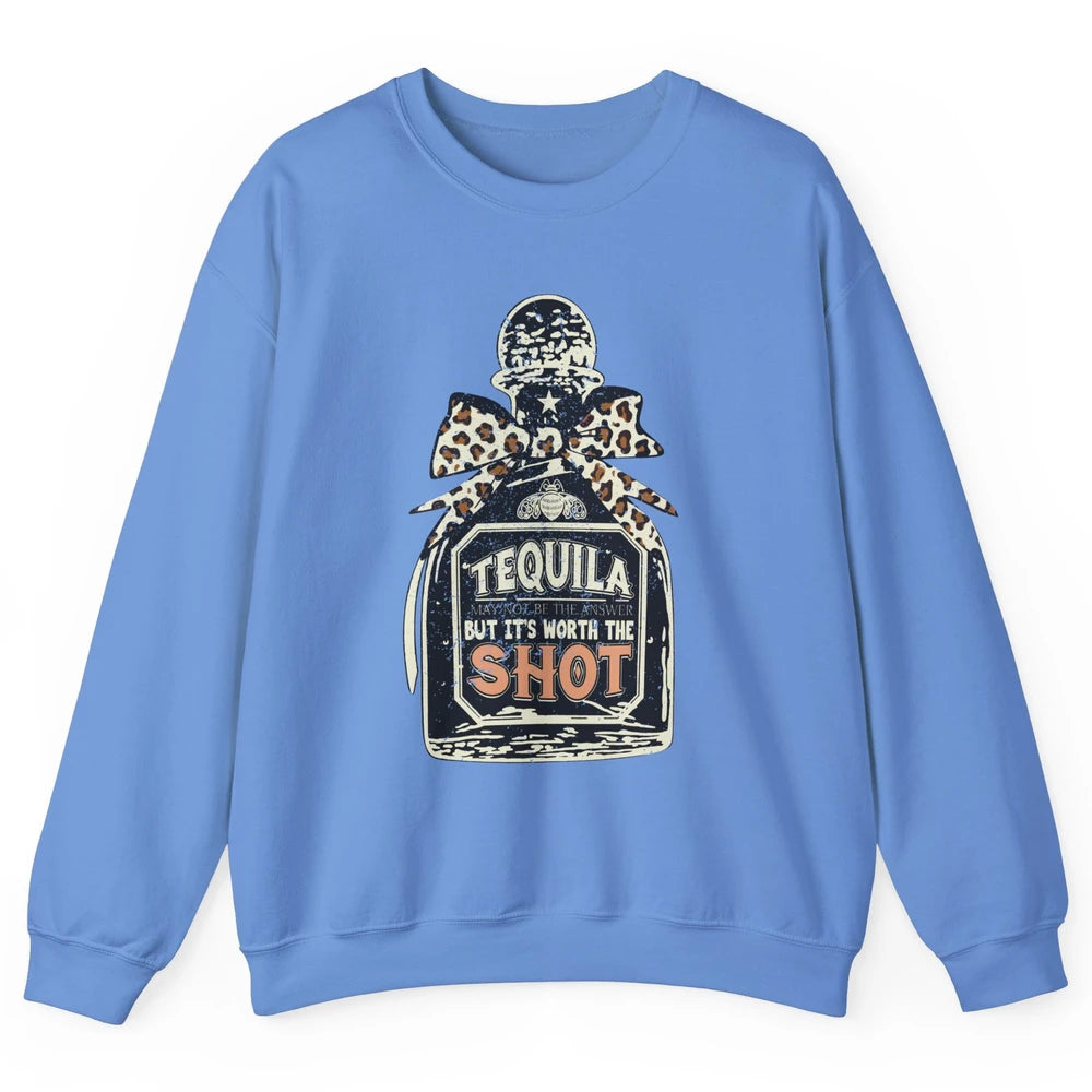 Retro Leopard Tequila May Not Be The Answer Western Country Unisex Crewneck Sweatshirt