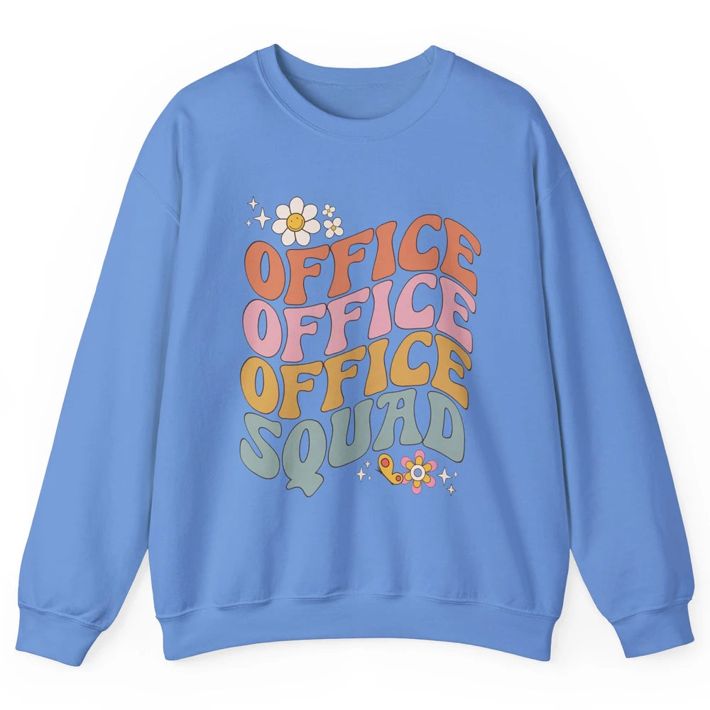 Retro Office Squad Hippie Groovy Office Staff Positive Mind Unisex Crewneck Sweatshirt