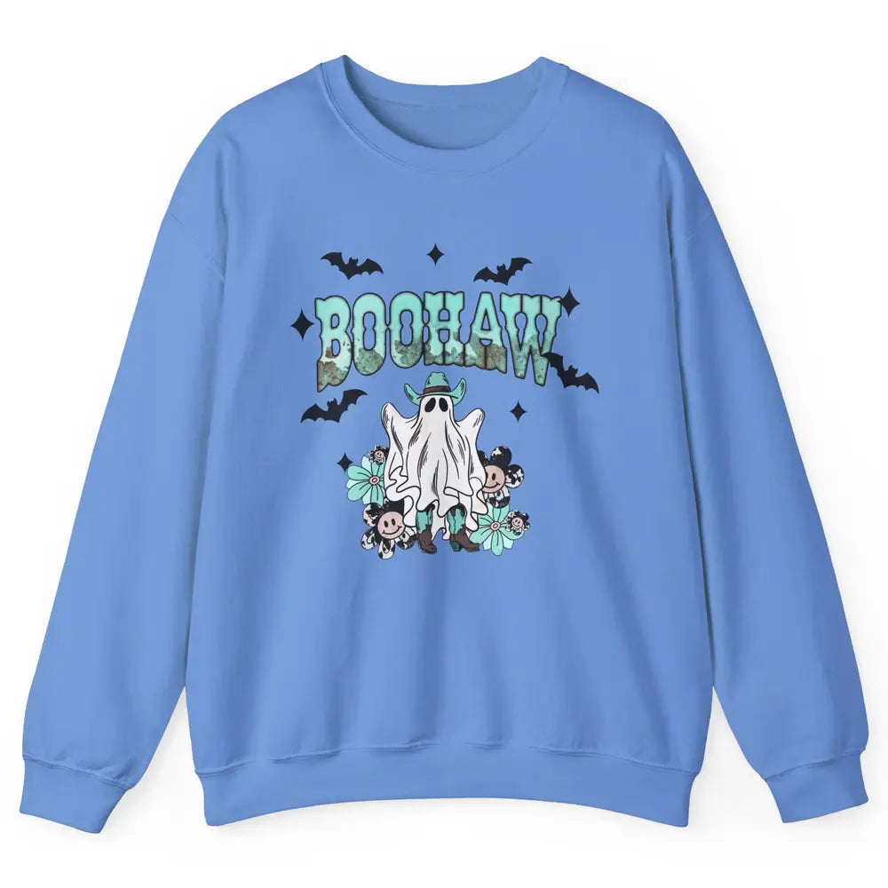 Retro Cowboy Ghost Boohaw Boot Scooting Western Halloween Unisex Crewneck Sweatshirt