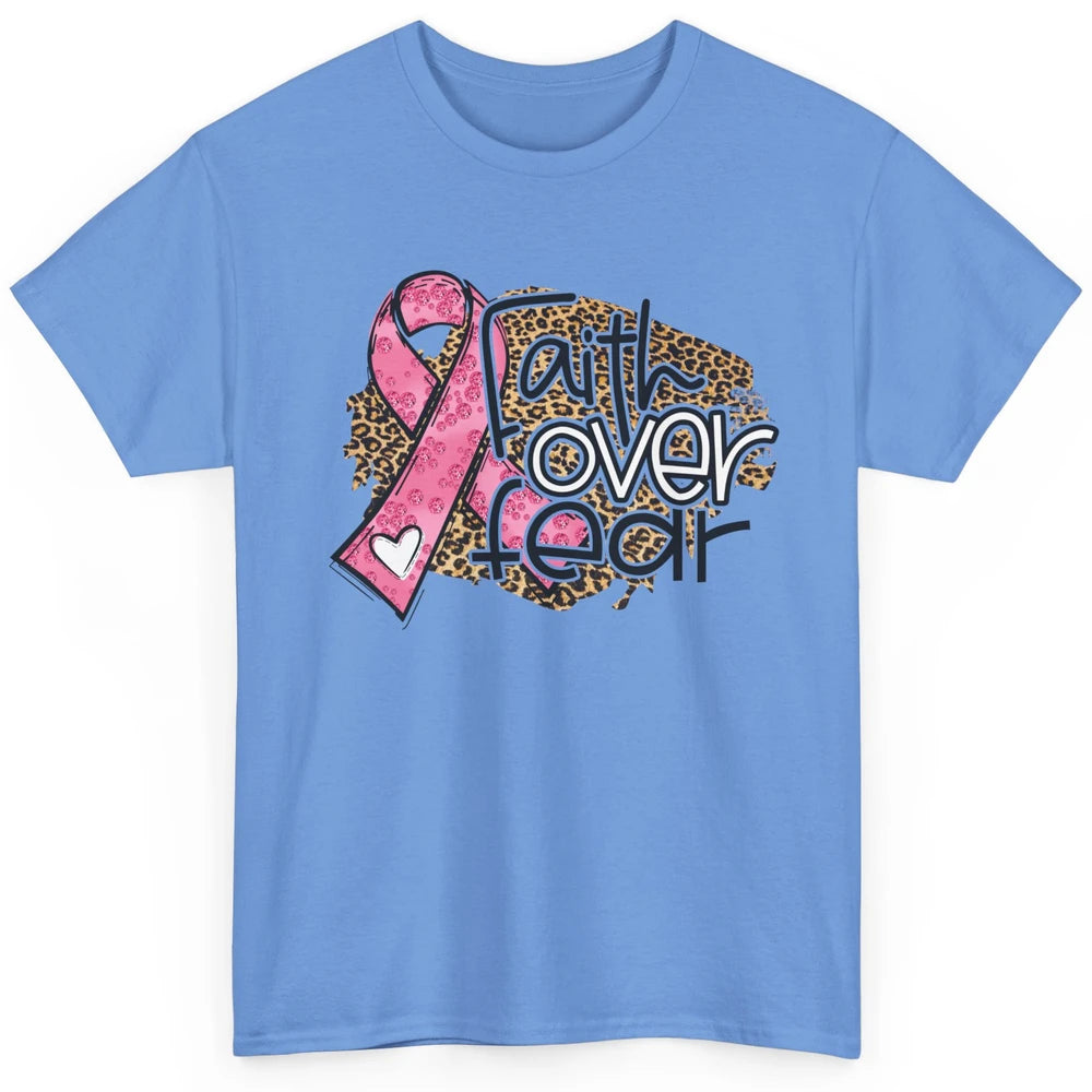 Pink Ribbon Breast Cancer Awareness Faith Over Fear Leopard Classic Unisex T-Shirt