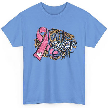 Pink Ribbon Breast Cancer Awareness Faith Over Fear Leopard Classic Unisex T-Shirt
