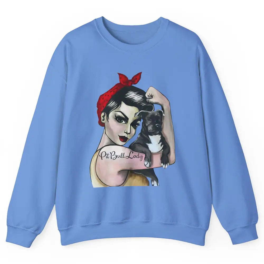 Pit Bull Lady Pit Bull Mom Dog Mom Bandana Dog Lovers Gift Unisex Crewneck Sweatshirt
