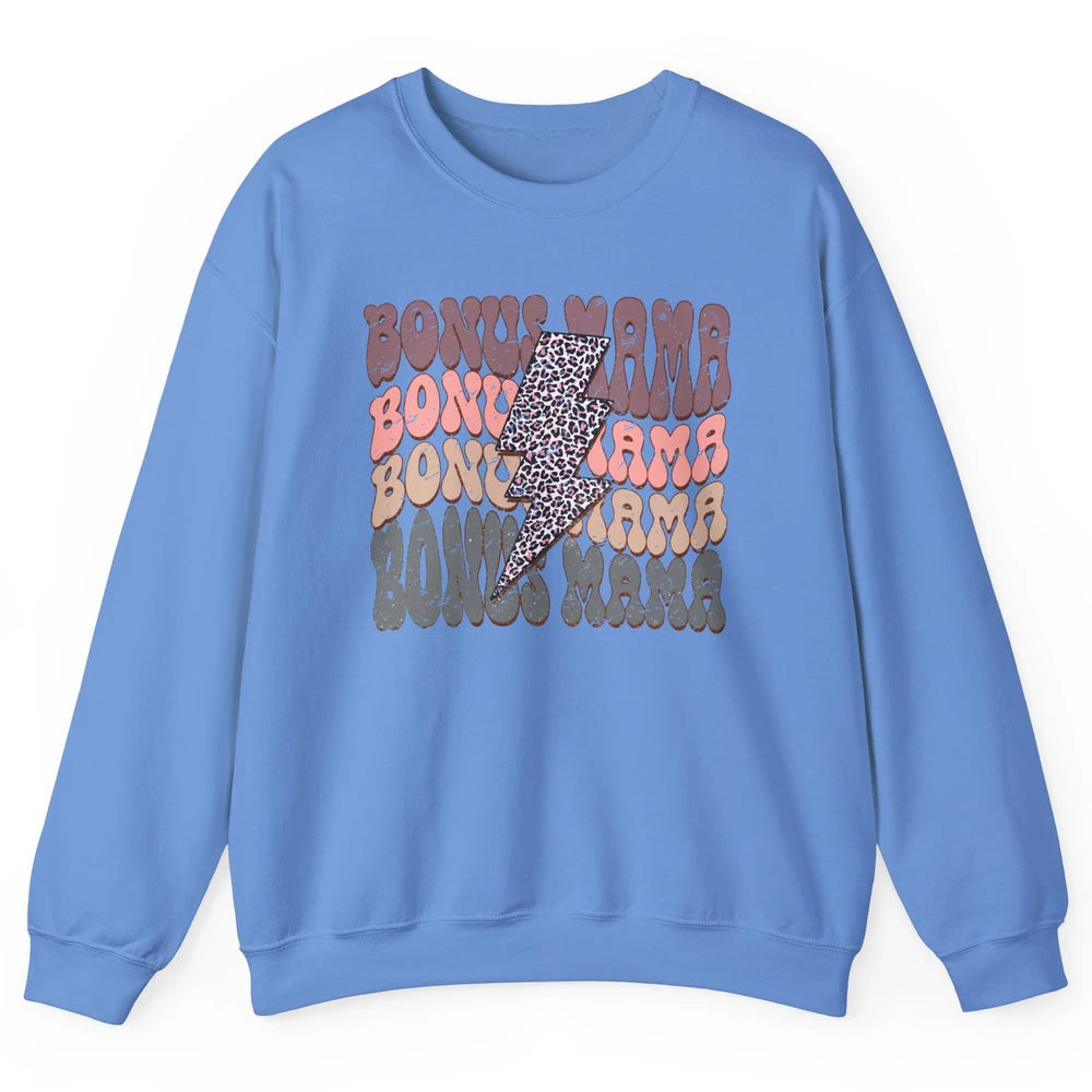 Retro Bonus Mama Leopard Lightning Bolt Western Stepmother Unisex Crewneck Sweatshirt