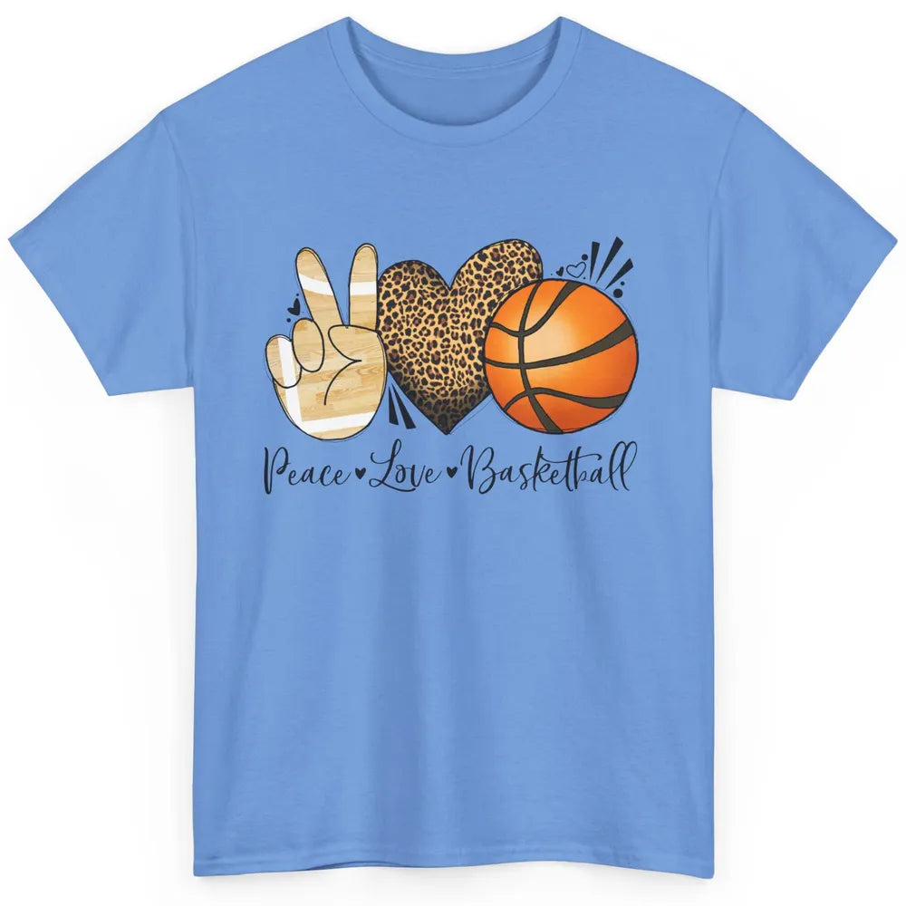 Peace Love Basketball Leopard Heart Basketball Lovers Gift Classic Unisex T-Shirt