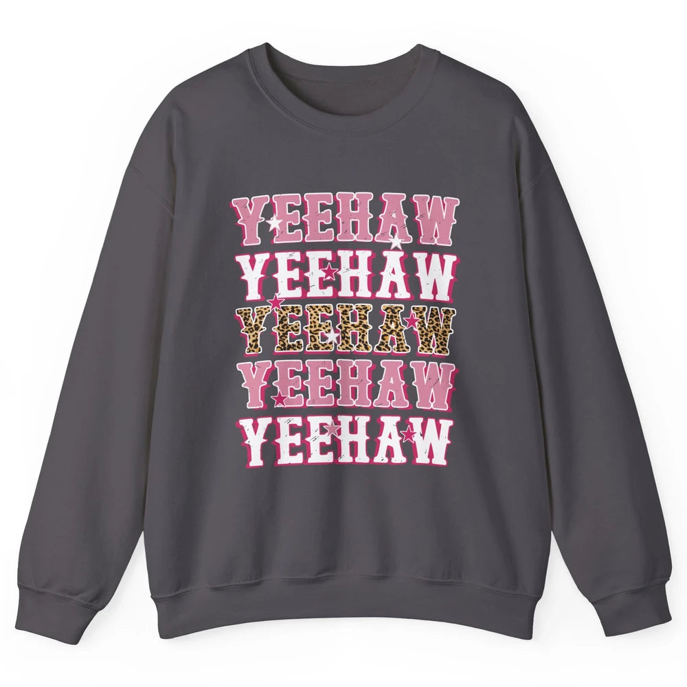 Retro Leopard Yeehaw Western Country Cowboy Cowgirl Costume Unisex Crewneck Sweatshirt