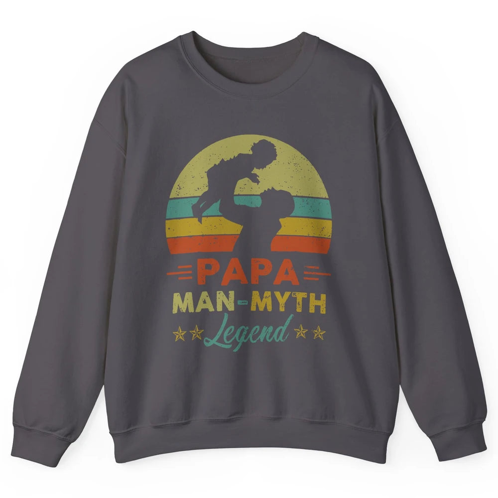 Papa Man Myth Legend Fathers Day Vintage Unisex Crewneck Sweatshirt