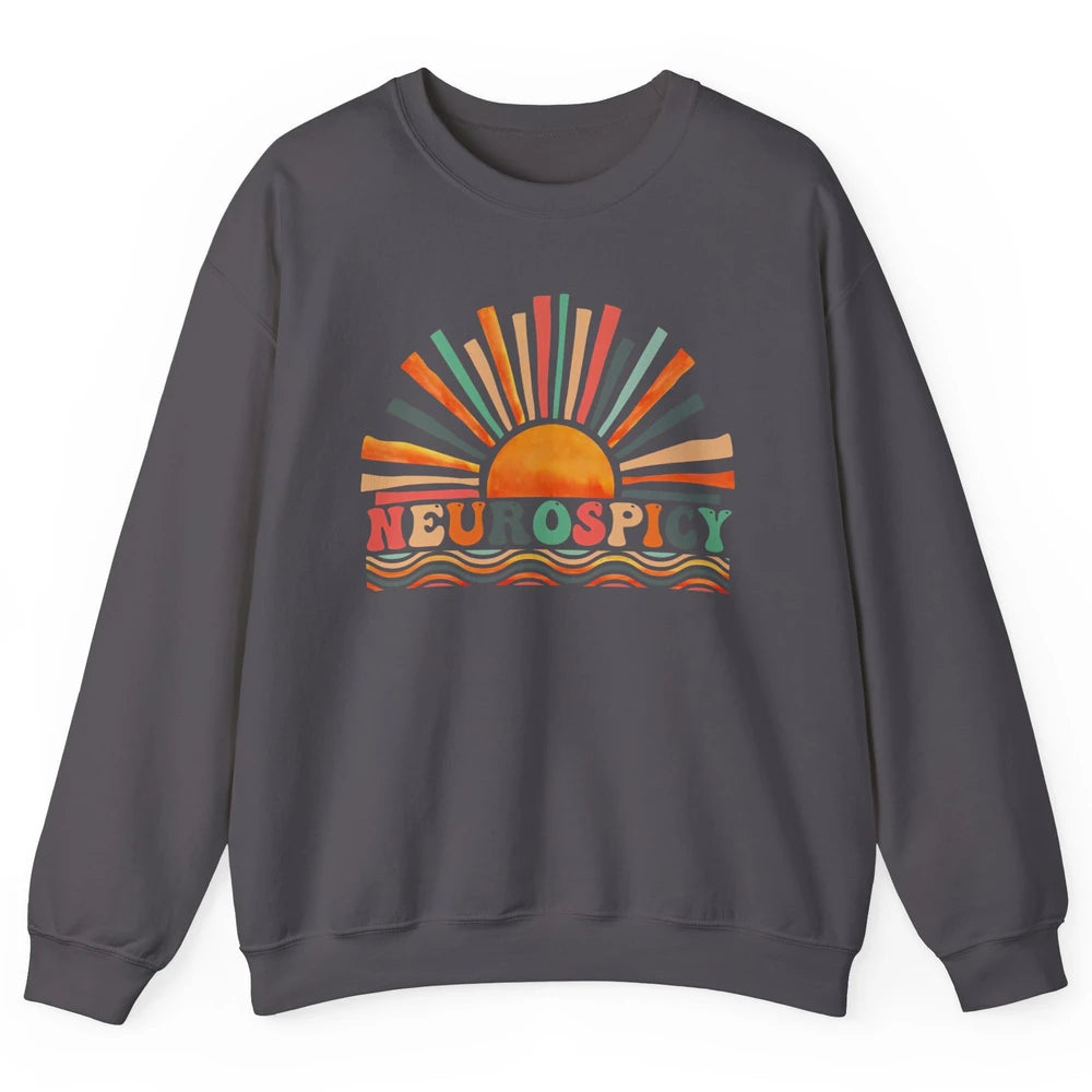 Retro Neurospicy Funny ADHD Neurodiversity Autism Awareness Unisex Crewneck Sweatshirt