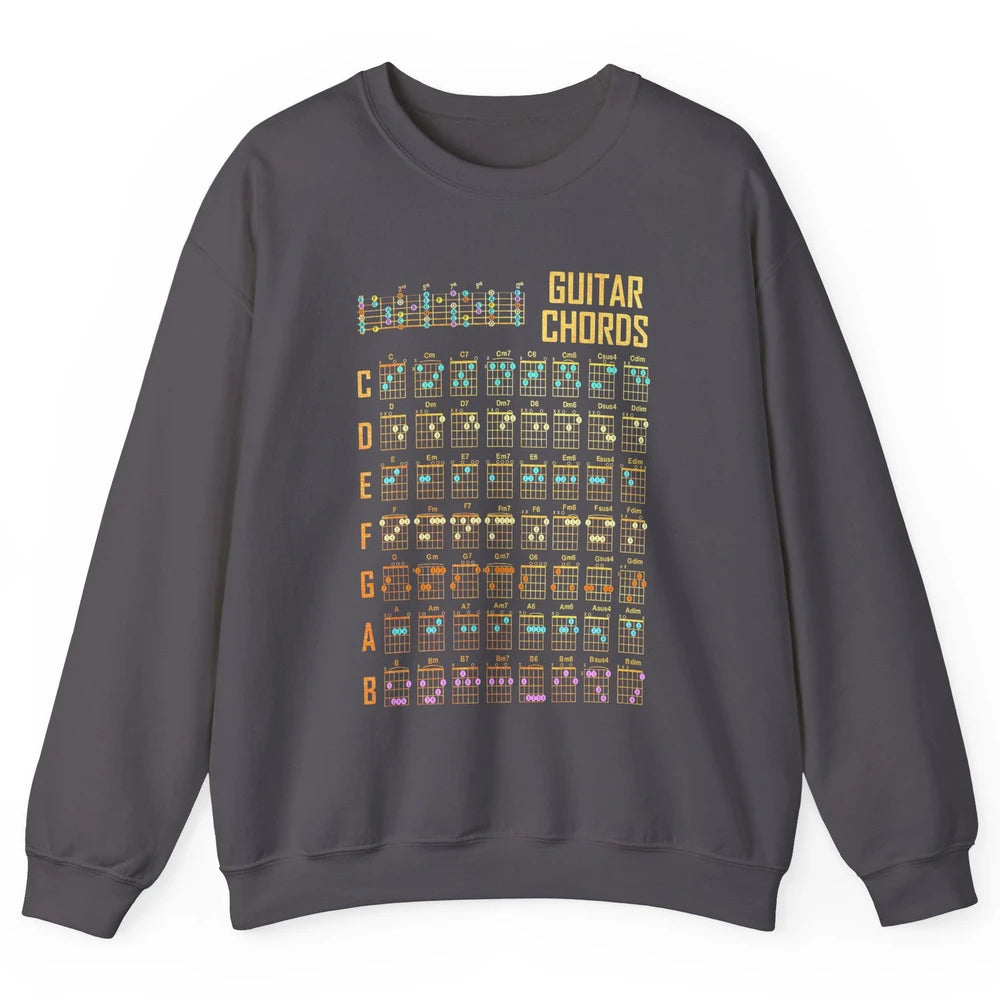 Music Art Guitar Chords Retro Guitarist Play Guitar Musician Unisex Crewneck Sweatshirt