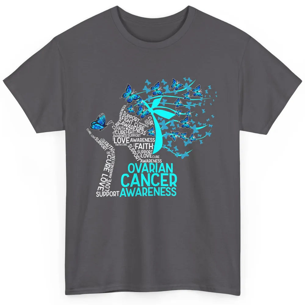 Ovarian Cancer Awareness Hope Love Cure Teal Ribbon Classic Unisex T-Shirt