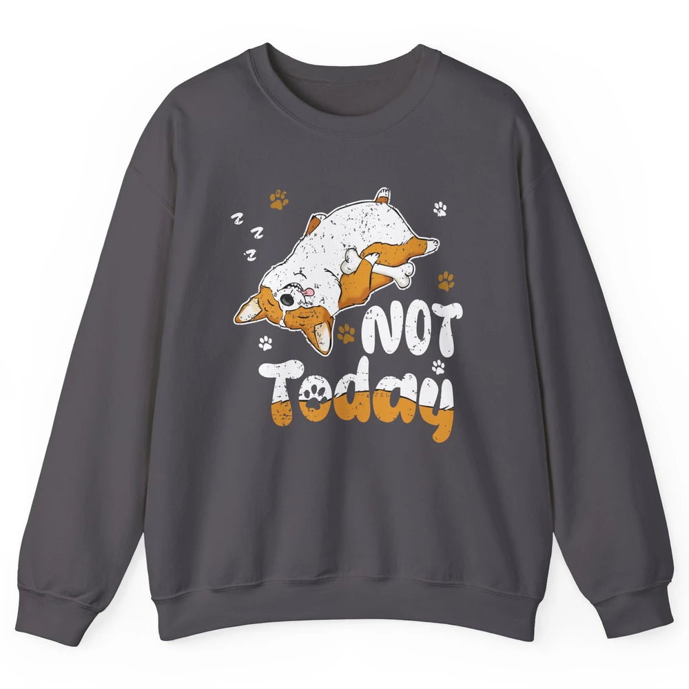 Retro Lazy Corgi Not Today World Lazy Day Corgi Dog Lovers Unisex Crewneck Sweatshirt