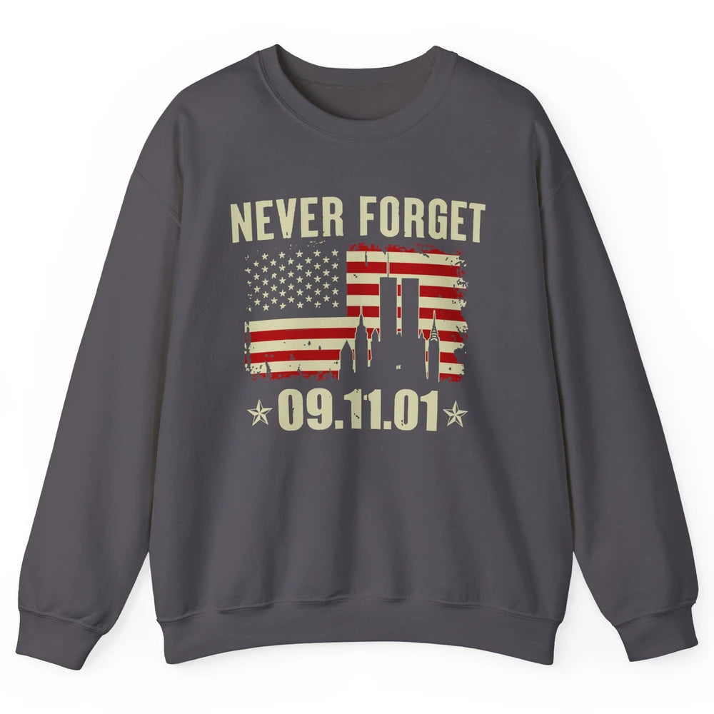 Retro Never Forget 911 American Flag Patriotic Memorial Gift Unisex Crewneck Sweatshirt