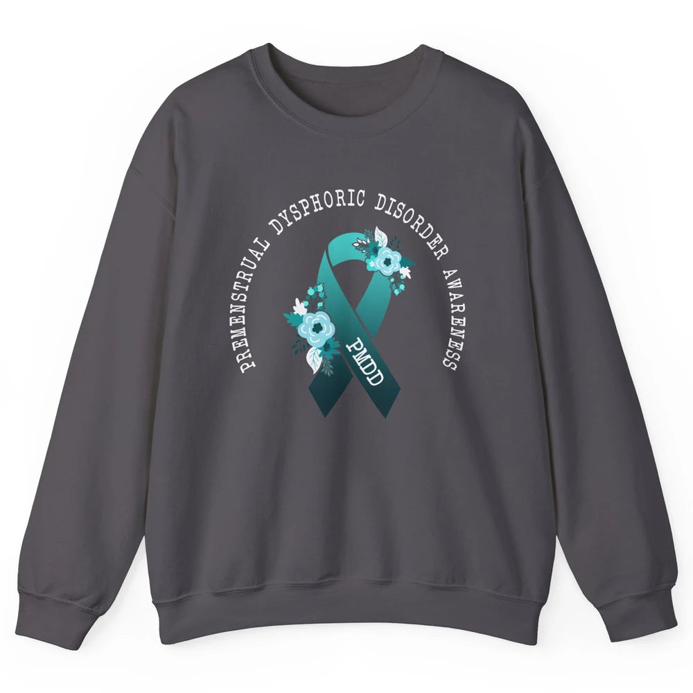 Premenstrual Dysphoric Disorder PMDD Awareness Ribbon Unisex Crewneck Sweatshirt