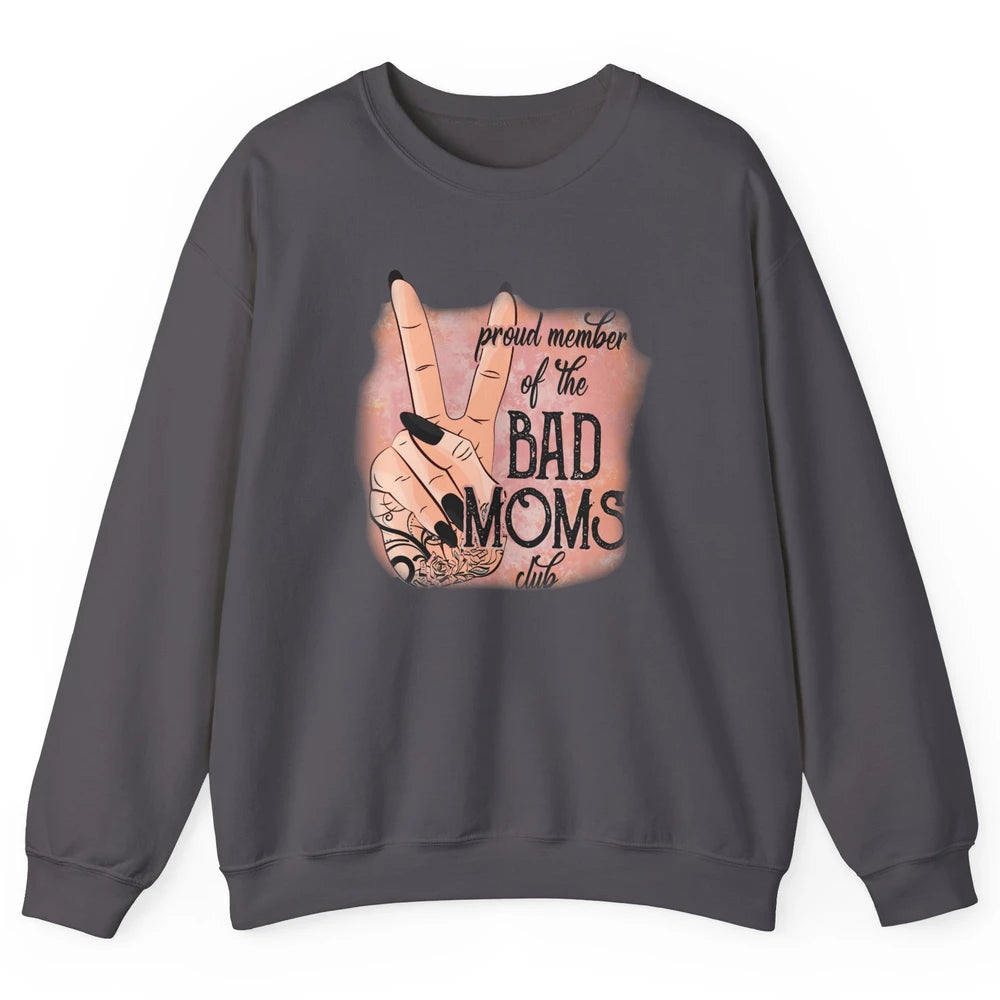 Retro Proud Member Of Bad Moms Club Tattooed Mom Western Unisex Crewneck Sweatshirt