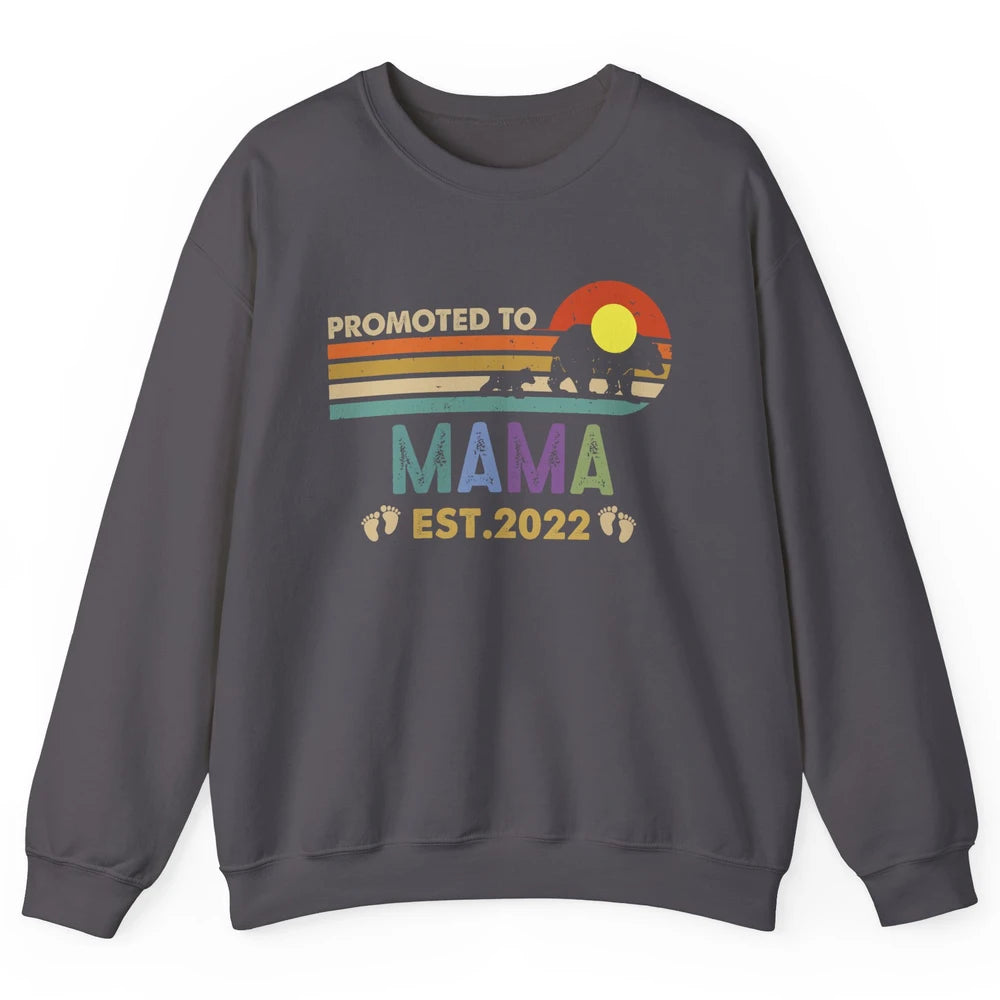 Retro Mama Bear Promoted To Mama Est 2022 First Mothers Day Unisex Crewneck Sweatshirt