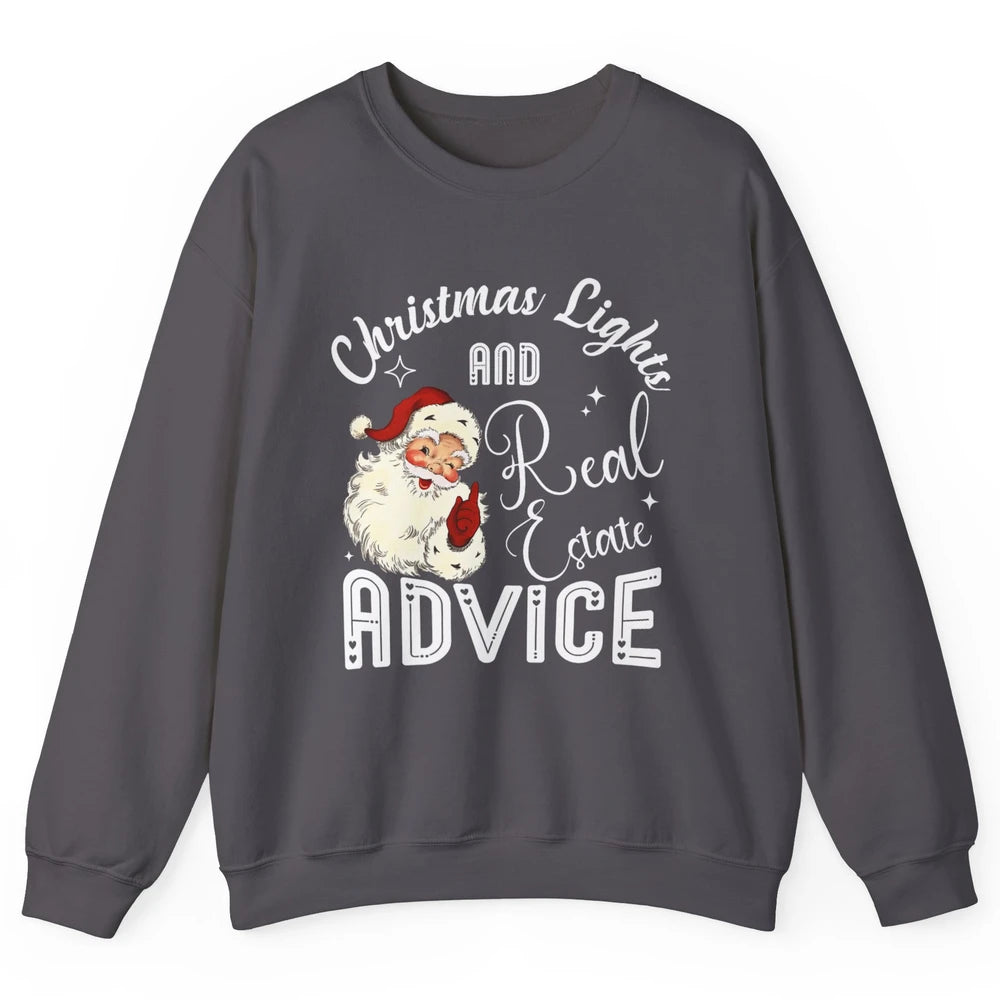 Merry Christmas Xmas Lights Santa Realtor Real Estate Advice Unisex Crewneck Sweatshirt