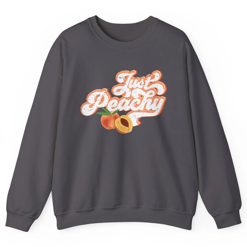 Retro Just Peachy Retro 70s Georgia Peaches Summer Fruit Unisex Crewneck Sweatshirt
