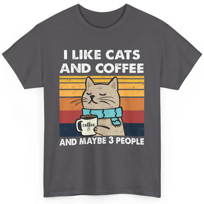 Retro Funny Fall Cat I Like Cats Coffee And Maybe 3 People Classic Unisex T-Shirt