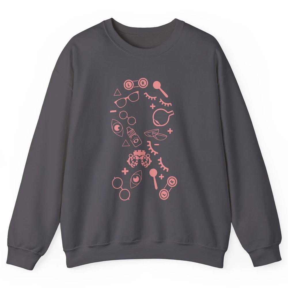 Optical Symbol Pink Ribbon Breast Cancer Support Optometrist Unisex Crewneck Sweatshirt