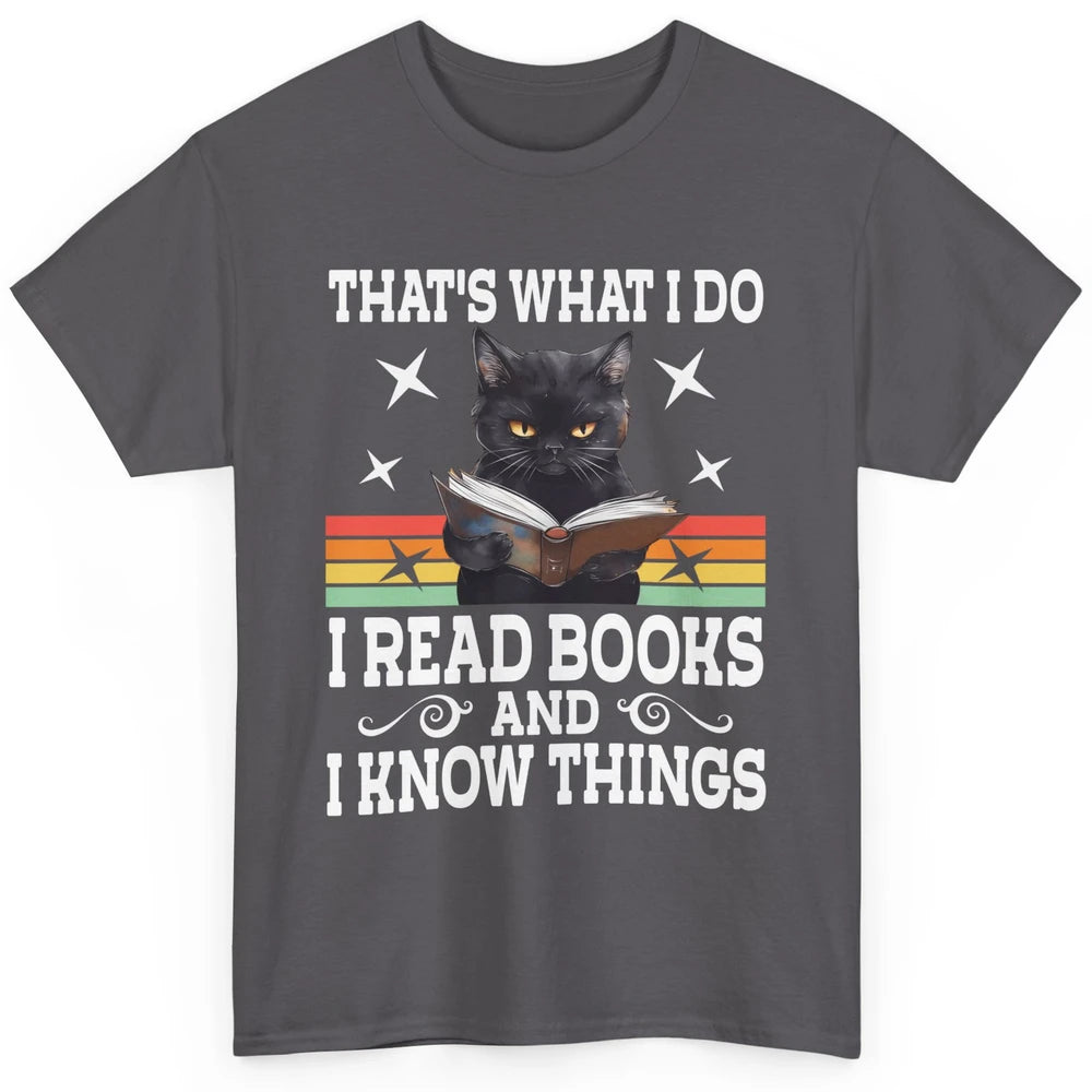 Retro Cat Books The Reader Black Cat Reading Books Bookish Bookworm Kitten Classic Unisex T-Shirt